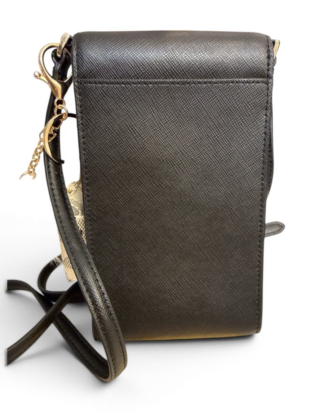 kate spade Black Leather Crossbody Phone Pouch with Pom and Card Pouch - Picture 3 of 5